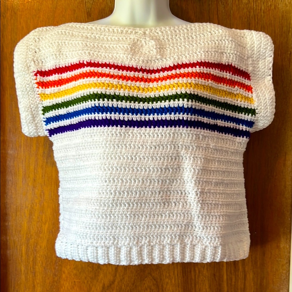 Handmade Crochet Rainbow Top
